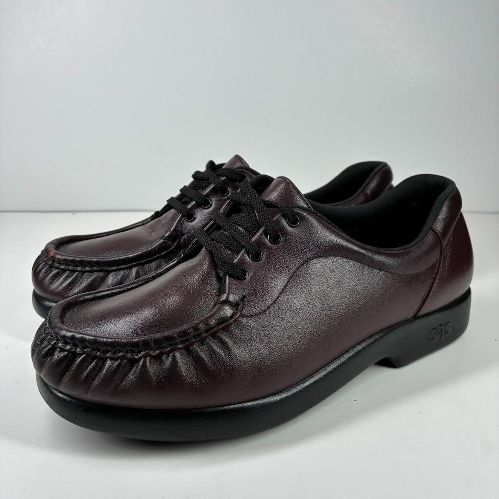SAS Take Time Women's US 9.5WW Burgundy Leather Tripad Comfort Lace-Up Loafers